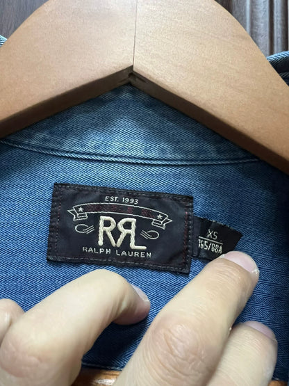 RRL Denim Long Sleeve Shirt in Blue