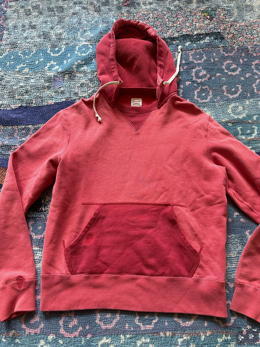 rrl distressed hoodie with color block detailing