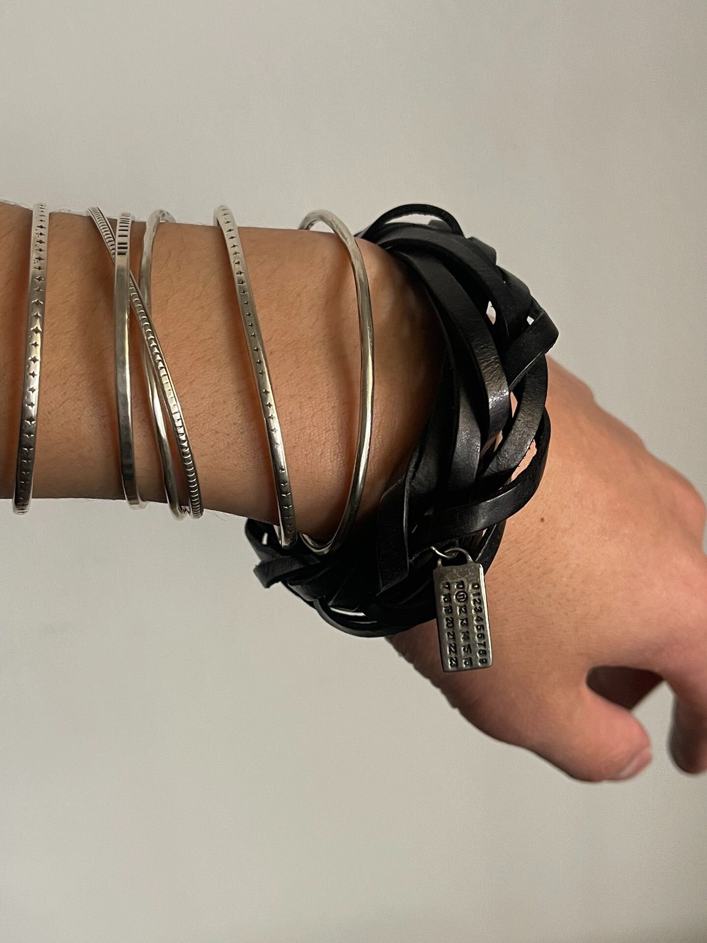 Maison Martin Margiela Leather Bracelet with Silver Tag