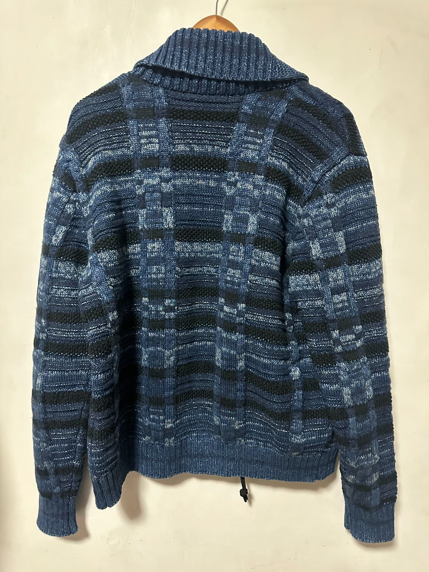 RRL Indigo Dyed Shawl Collar Zip Cardigan