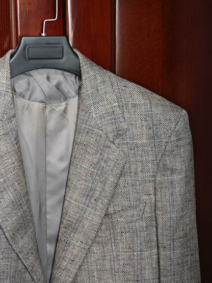 Zegna Gray Wool Linen Blazer