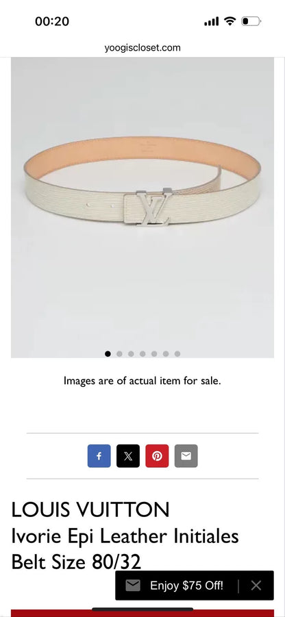 Louis Vuitton White Water Ripple Belt