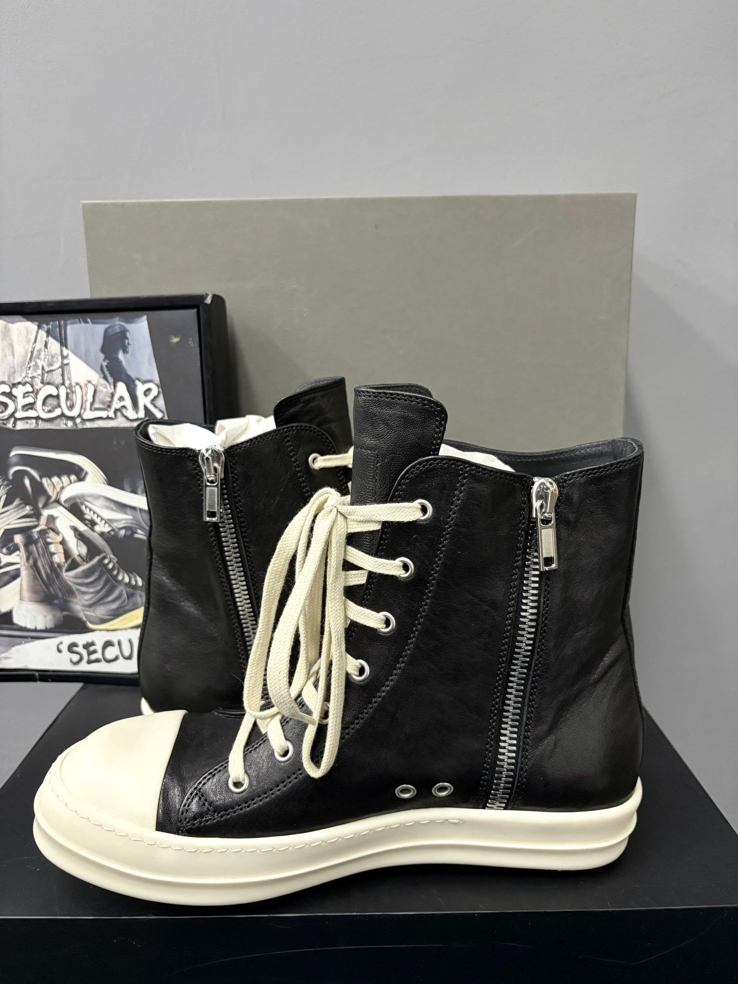 Rick Owens 26SS Black Sheepskin High-Top
