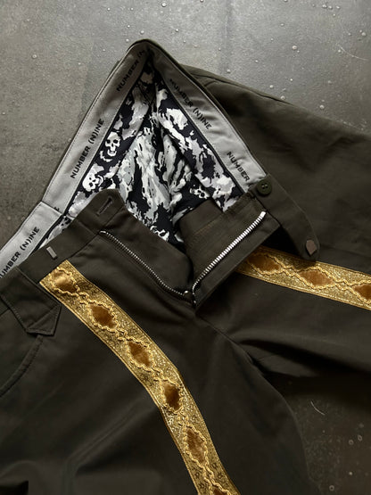 embroidered shorts with gold trim