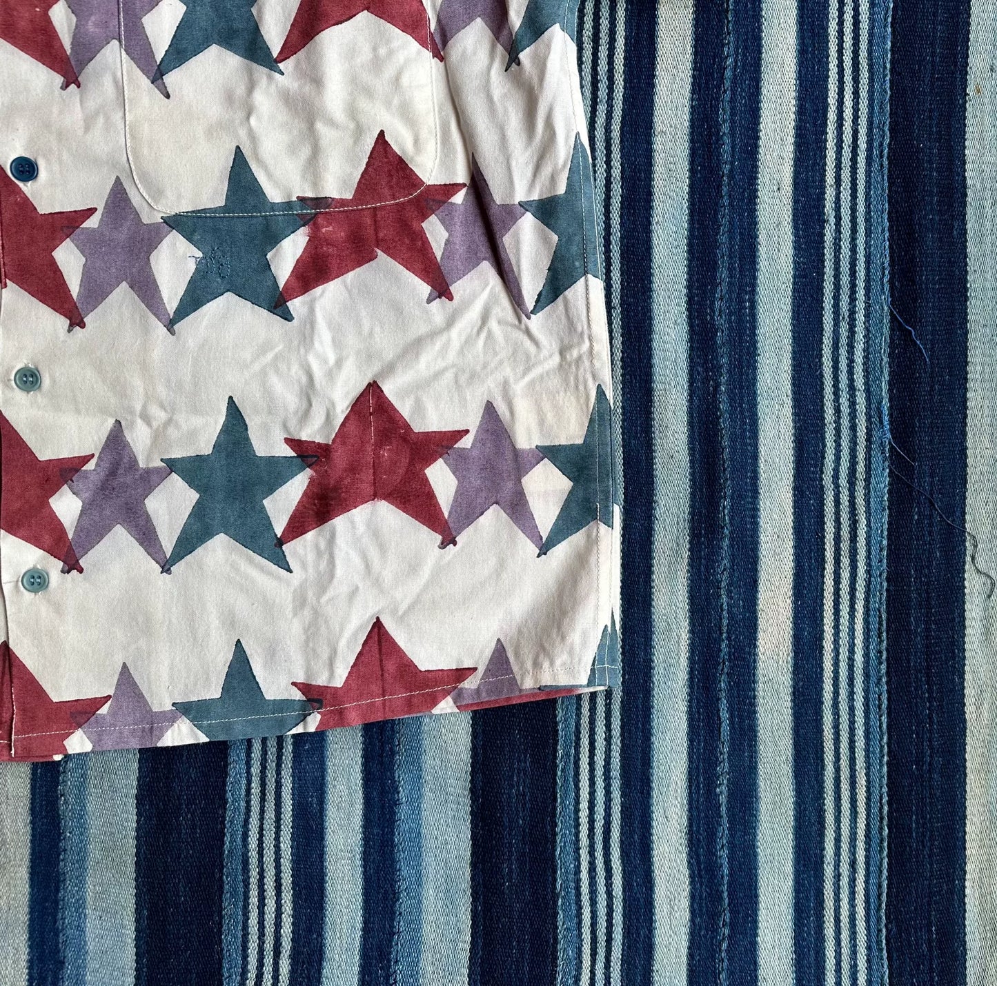 star block print short sleeve shirt