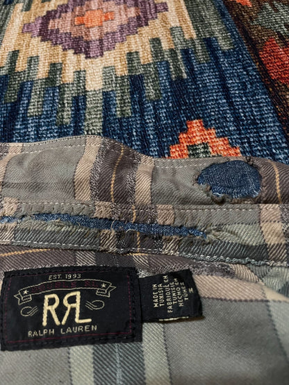 RRL Distressed Patchwork Plaid Work Shirt