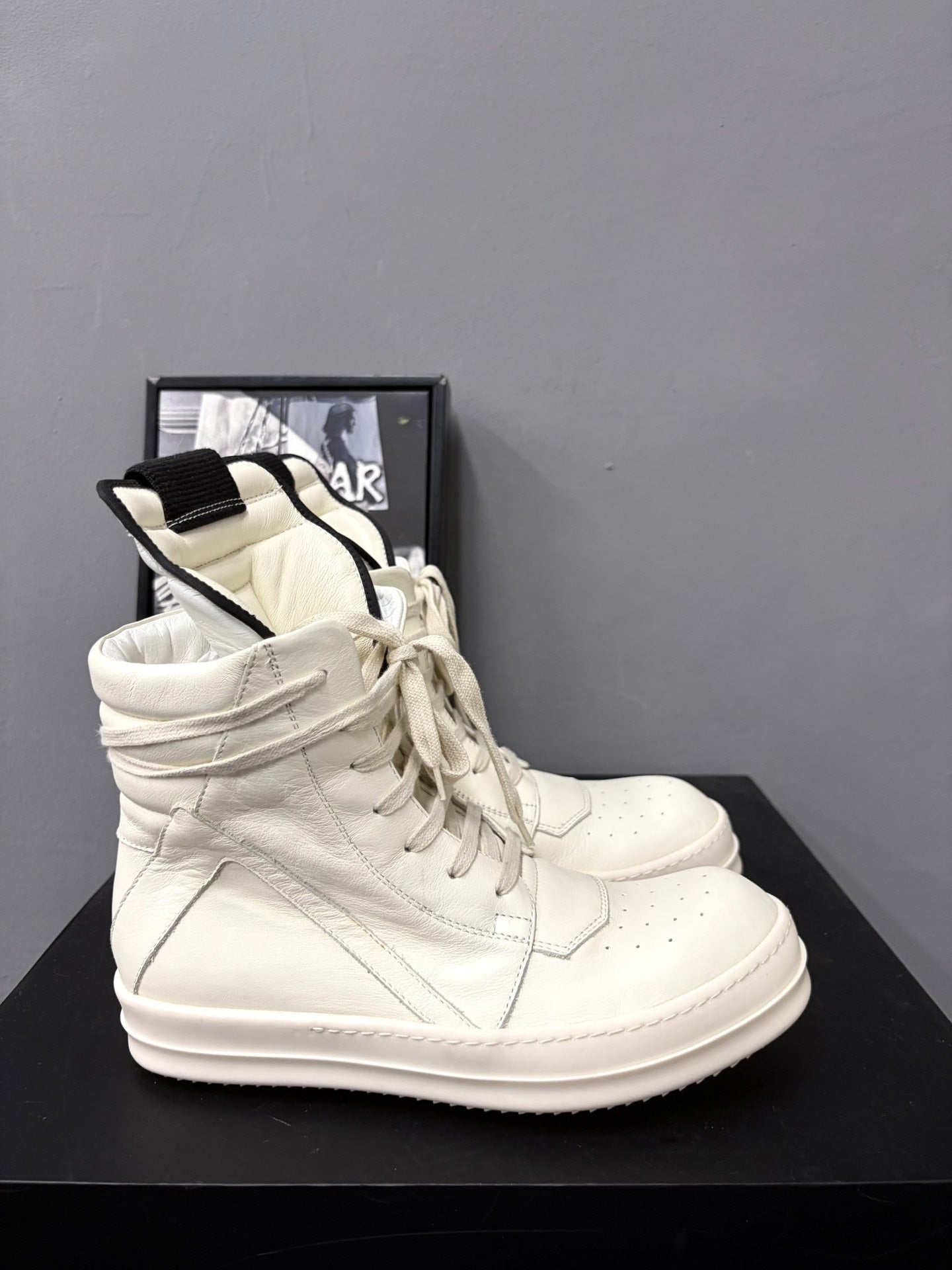 Rick Owens Geobasket White Leather High-Top