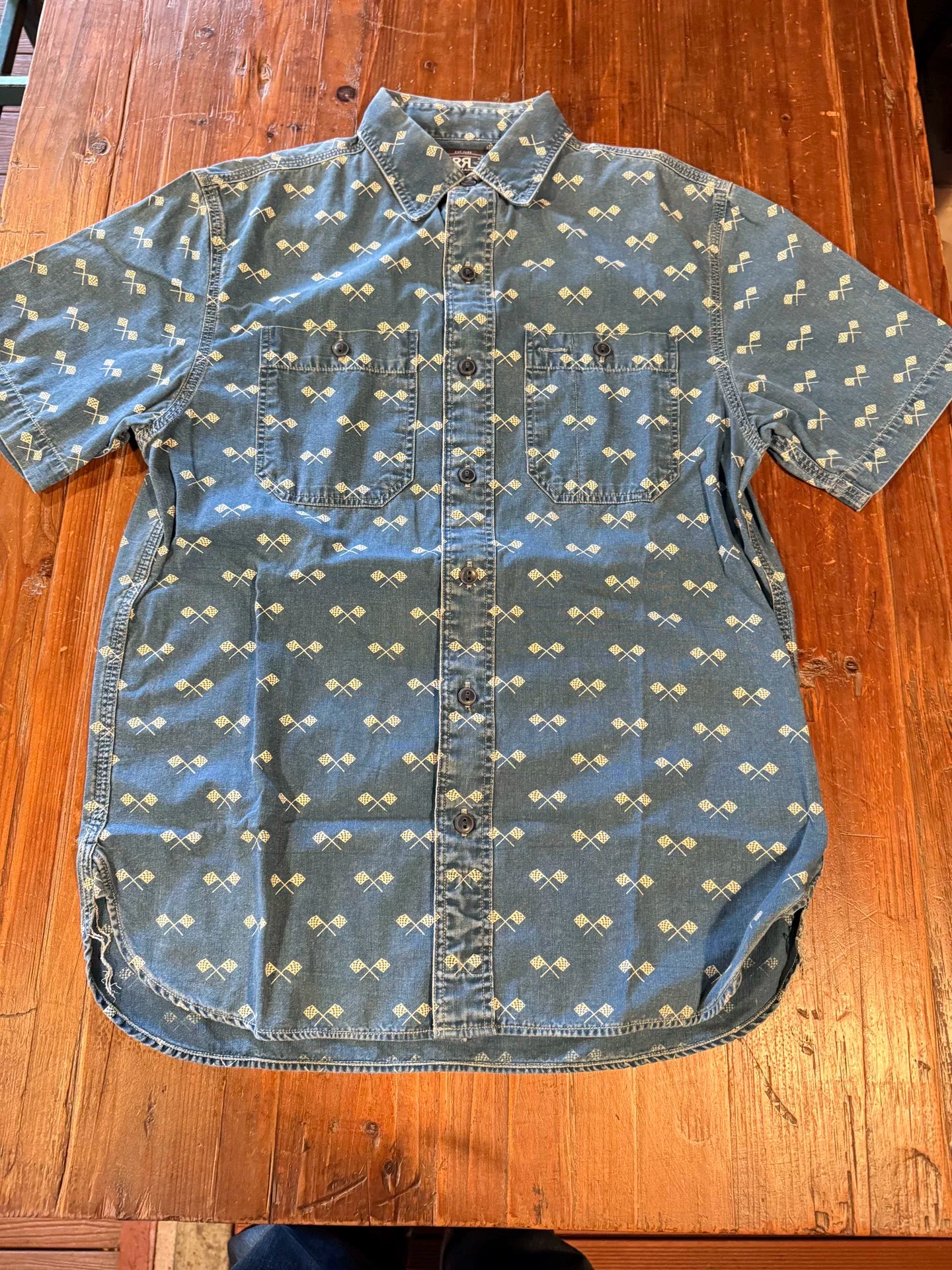 RRL Indigo Vintage Flag Print Shirt