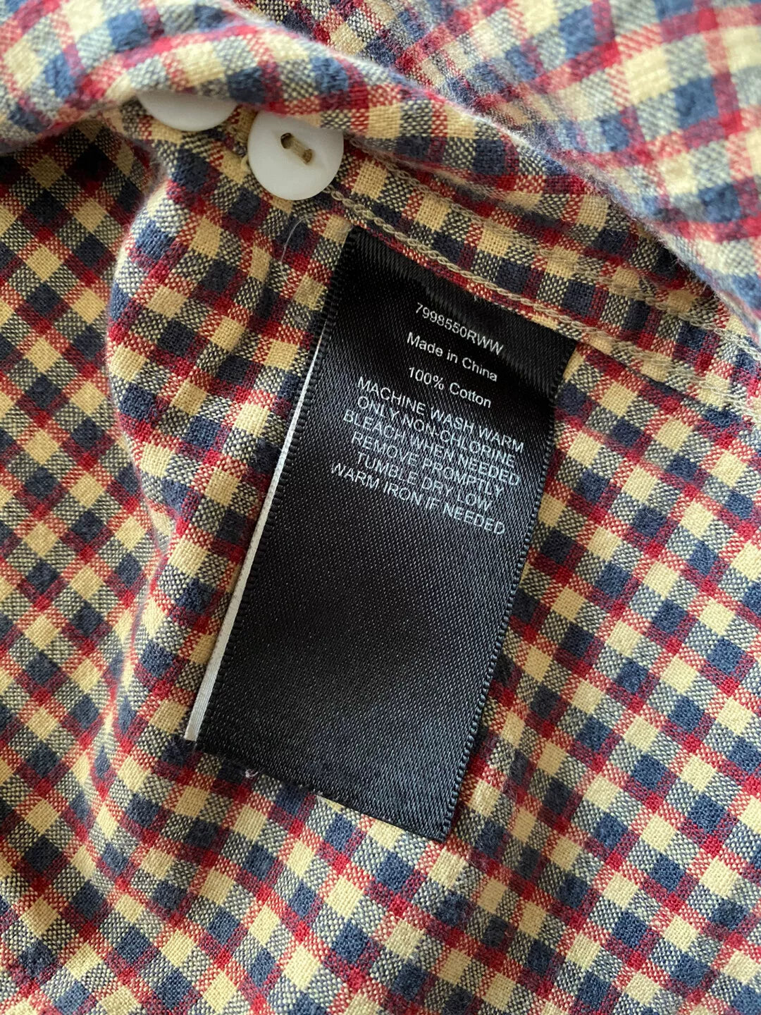 rrl long sleeve checkered shirt in brown