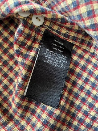 rrl long sleeve checkered shirt in brown