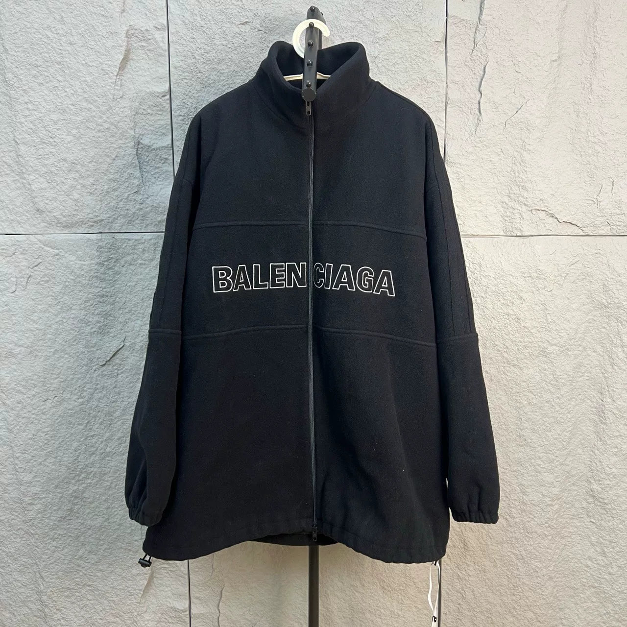 balenciaga black logo fleece jacket size 44