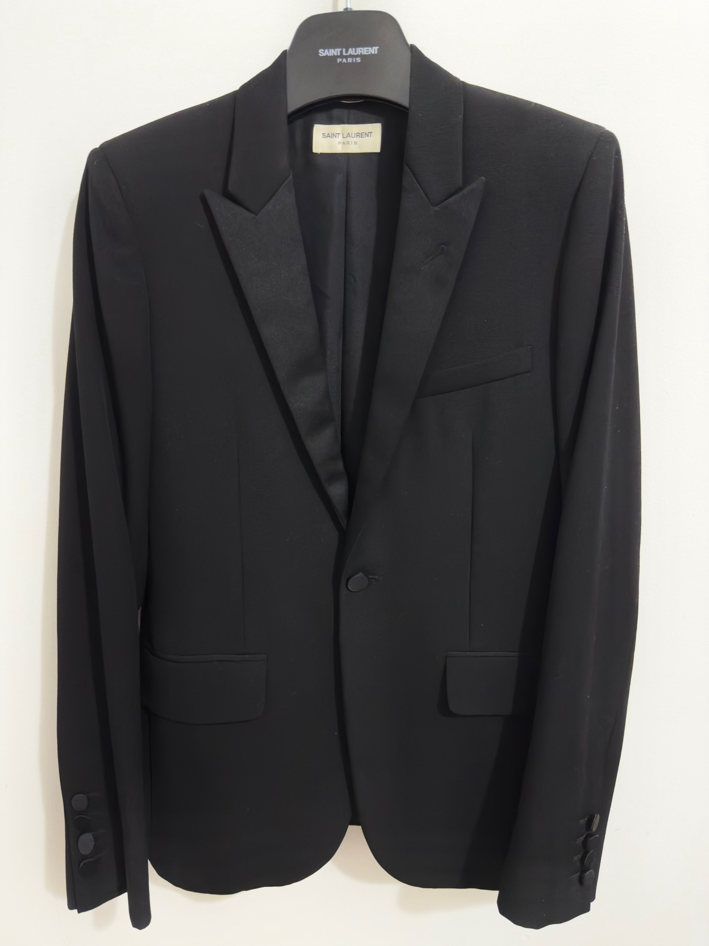 Saint Laurent Black Satin Tuxedo Jacket