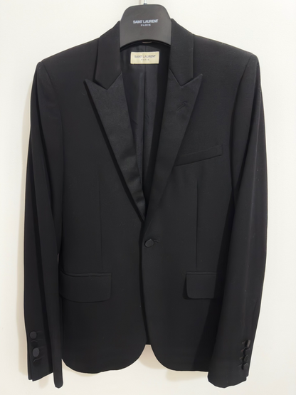 Saint Laurent Black Satin Tuxedo Jacket