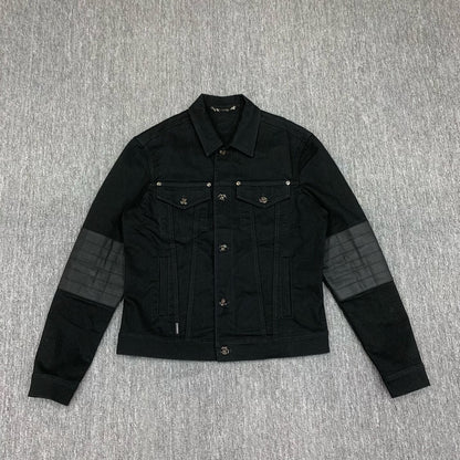black short denim jacket with logo