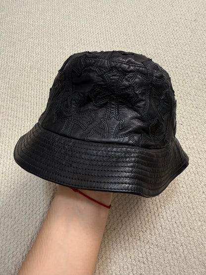 Chrome Hearts Silver Cross Leather Fisherman Hat