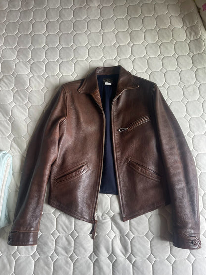 vintage brown goat leather jacket