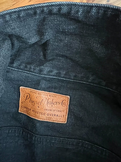 classic denim jacket with leather label