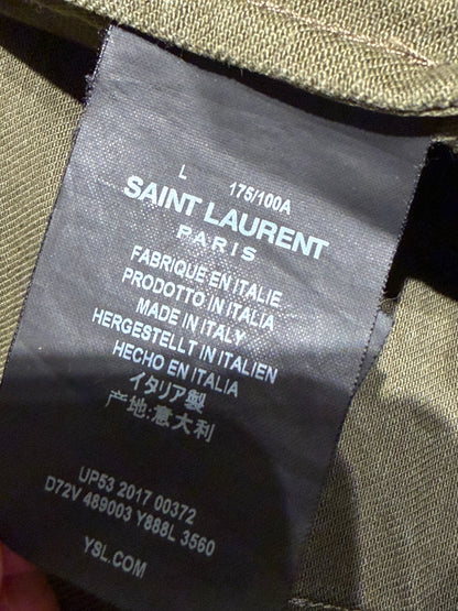 Saint Laurent Olive Green Patch Bomber Jacket