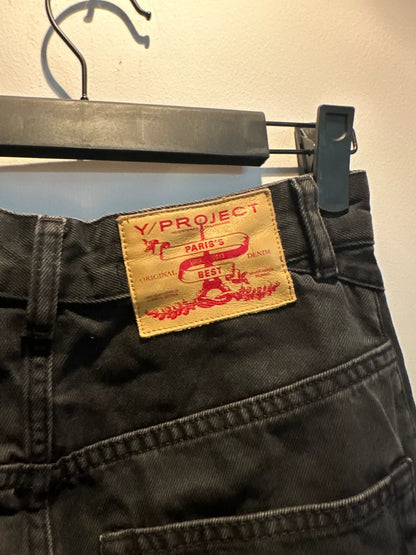 deconstructed dual-waist denim pants