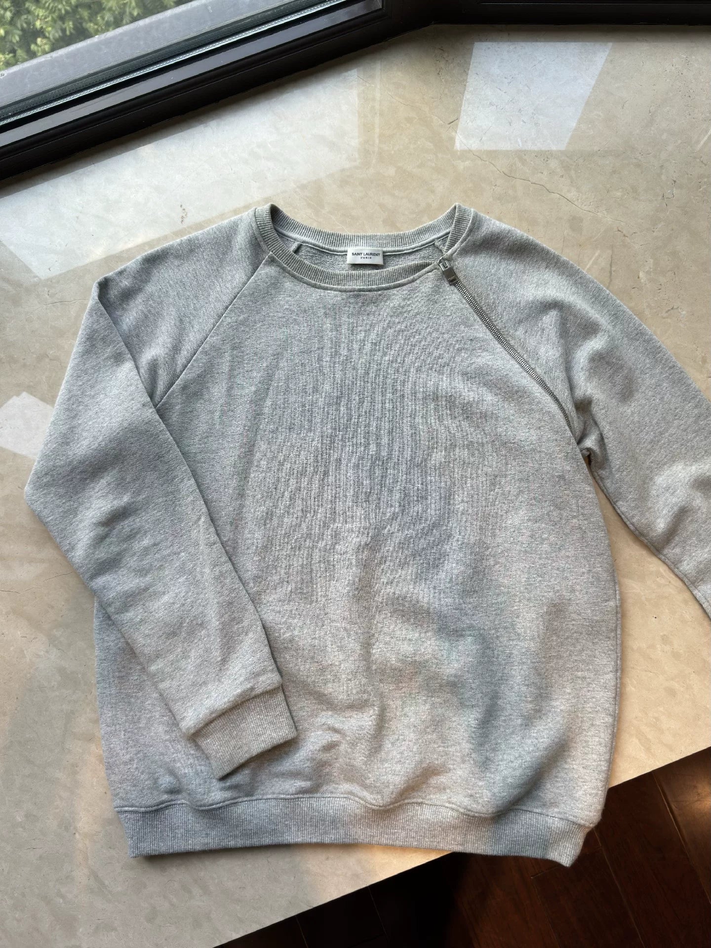 Saint Laurent Men's Zip Round Neck Top