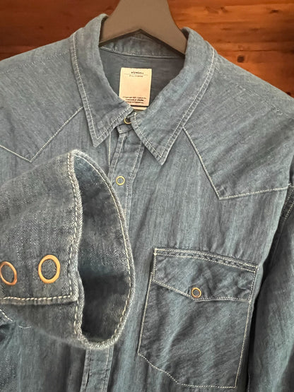 rare blue dye cotton linen shirt