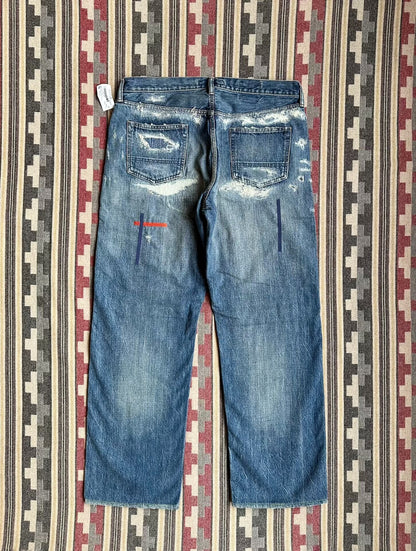 fdmtl classic fit red line denim pants