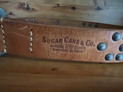 sugar cane genuine leather studded belt