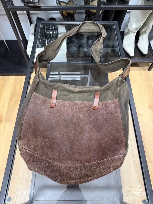 Yohji Yamamoto Suede Distressed Messenger Bag