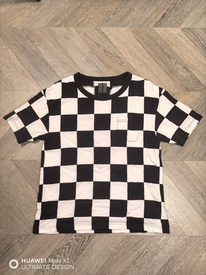visvim jumbo tee checkered patchwork shirt