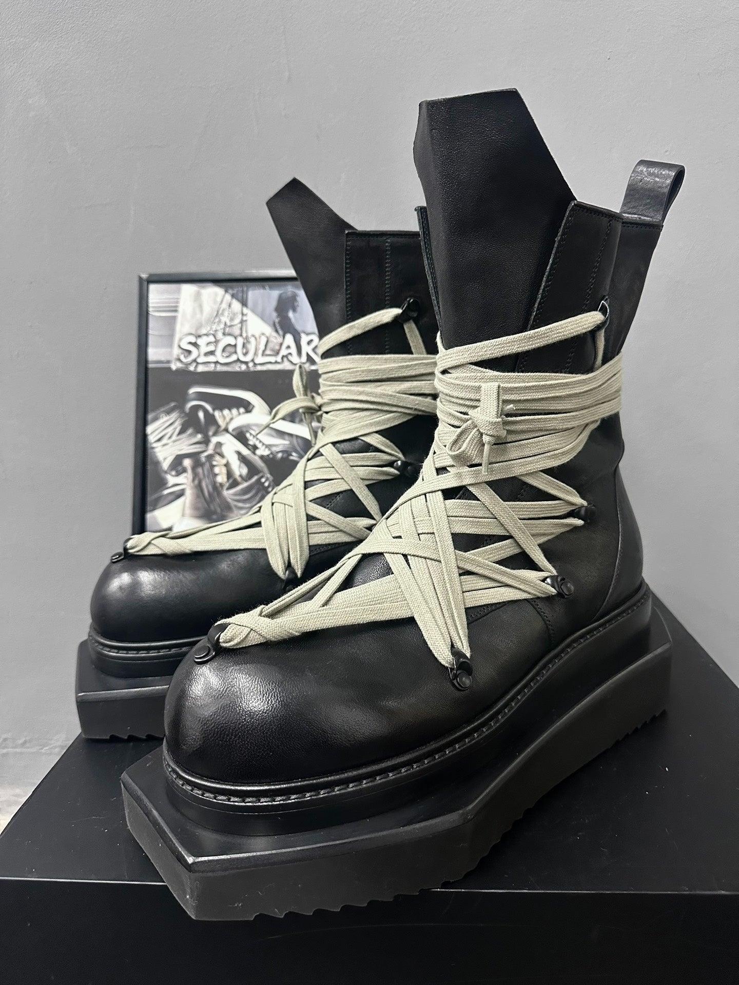 Rick Owens 25FW High Strap Thick Boots