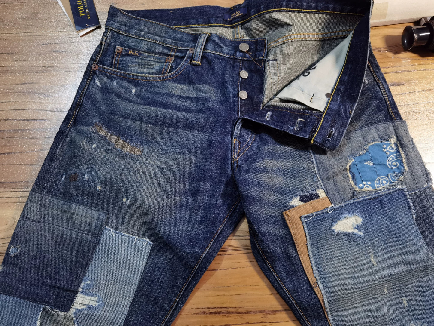 RRL Ralph Lauren Extreme Distressed Paint Jeans