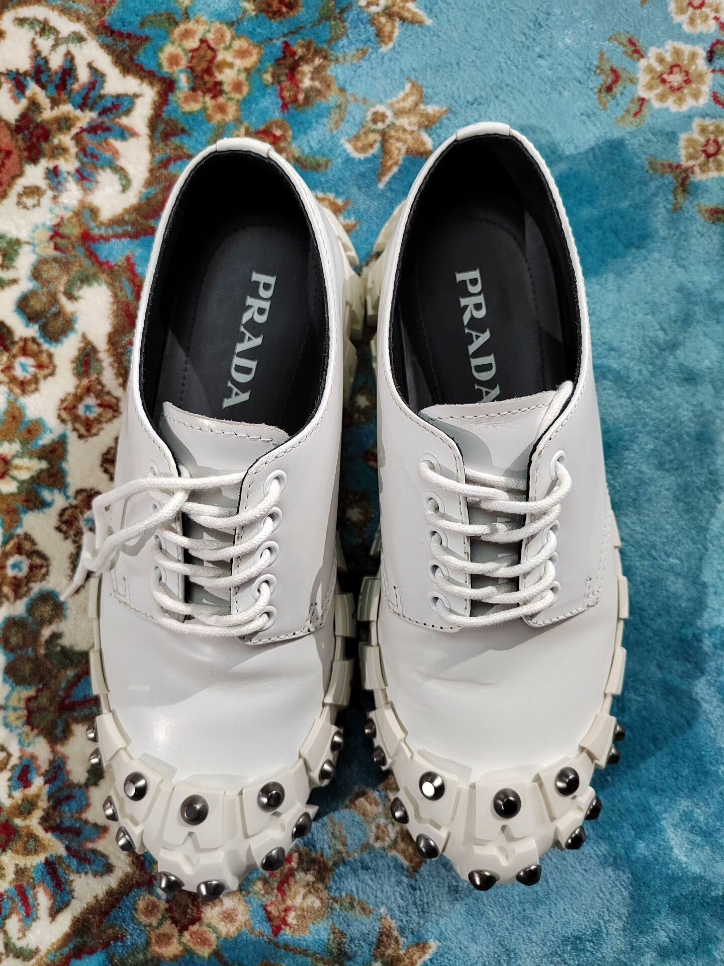 Prada Studded Chunky Derby Shoes