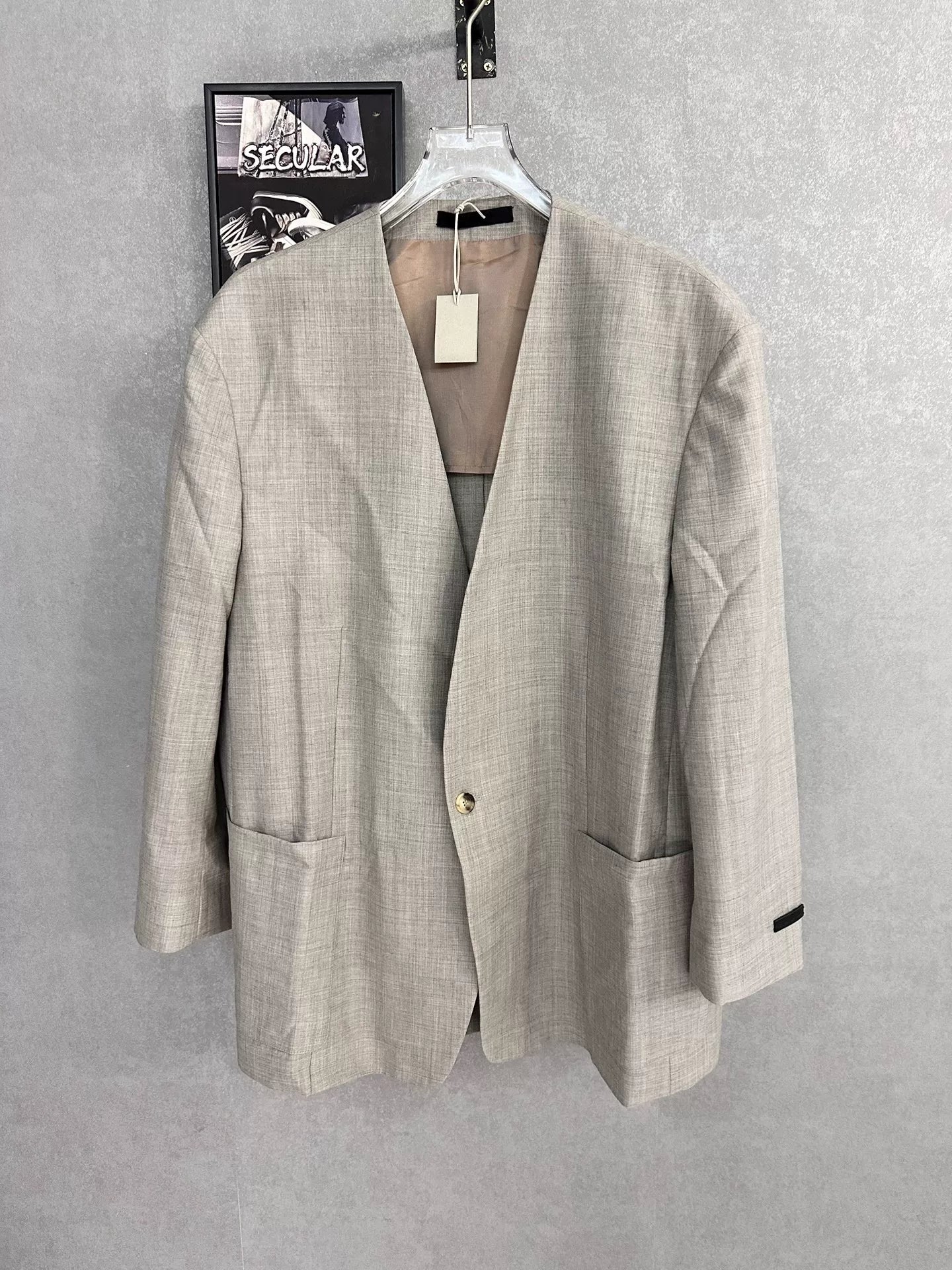 gray wool blazer with silk lining