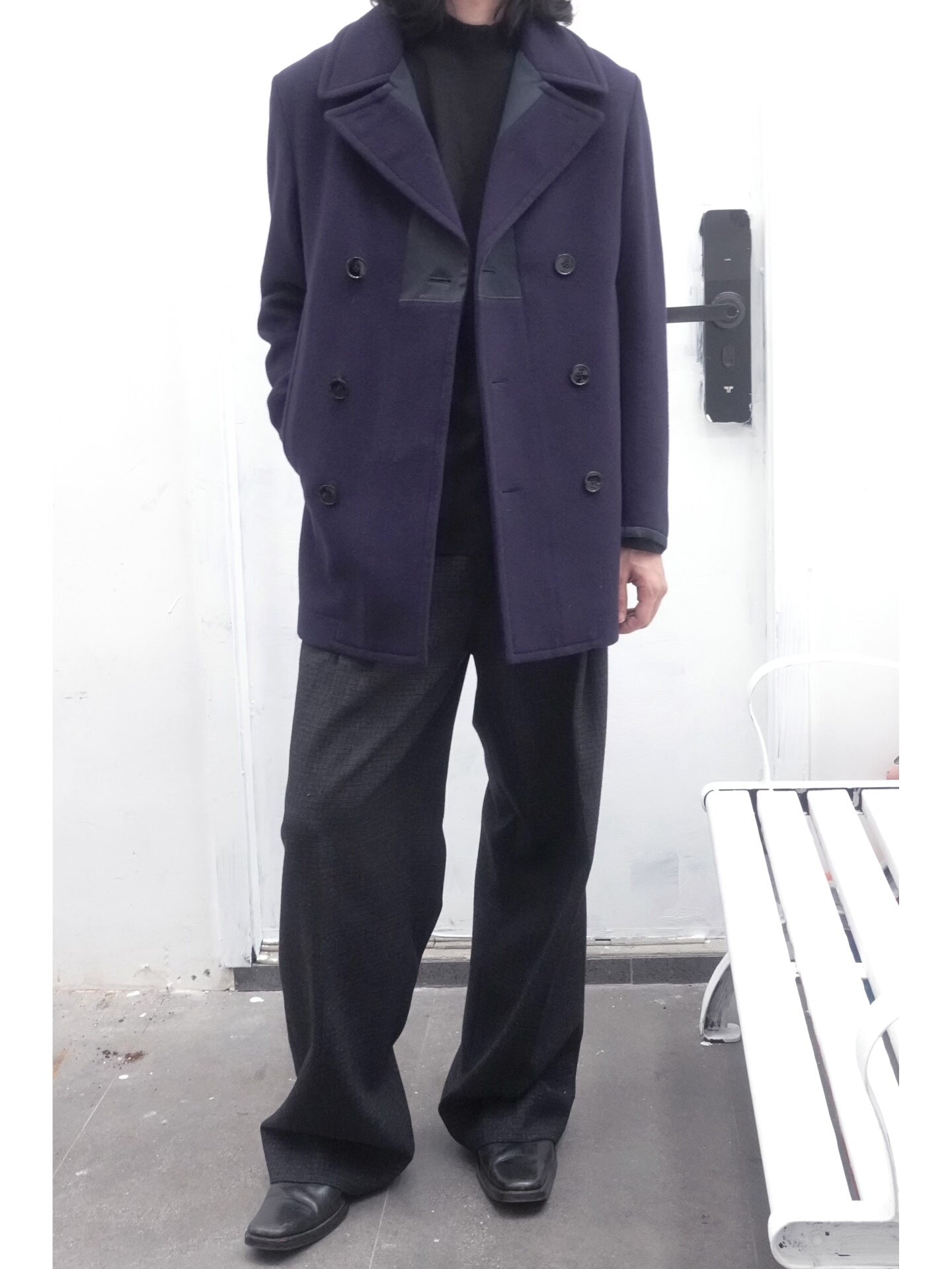 alexander mcqueen double-breasted wool blend coat