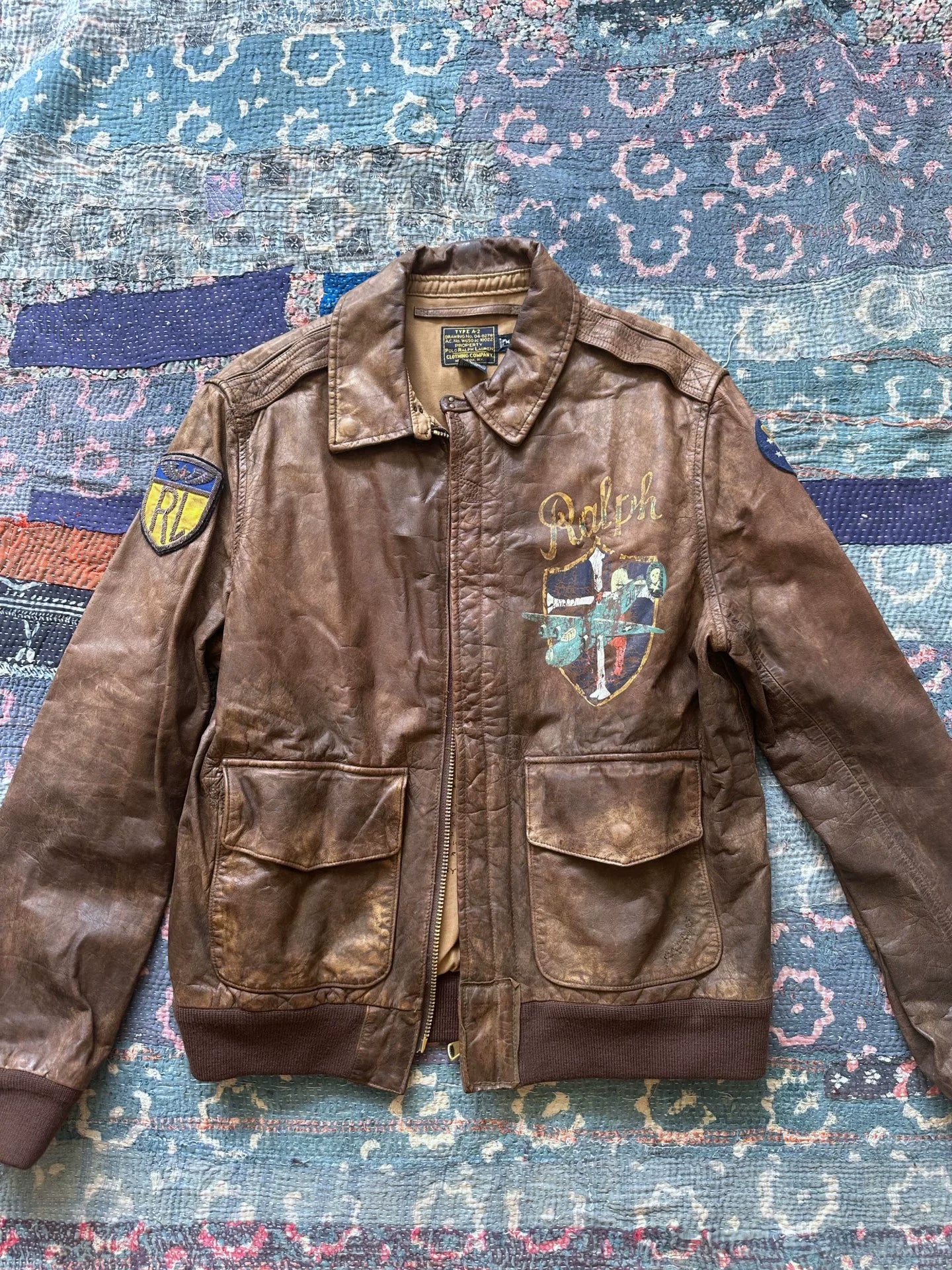 vintage ralph lauren distressed leather jacket