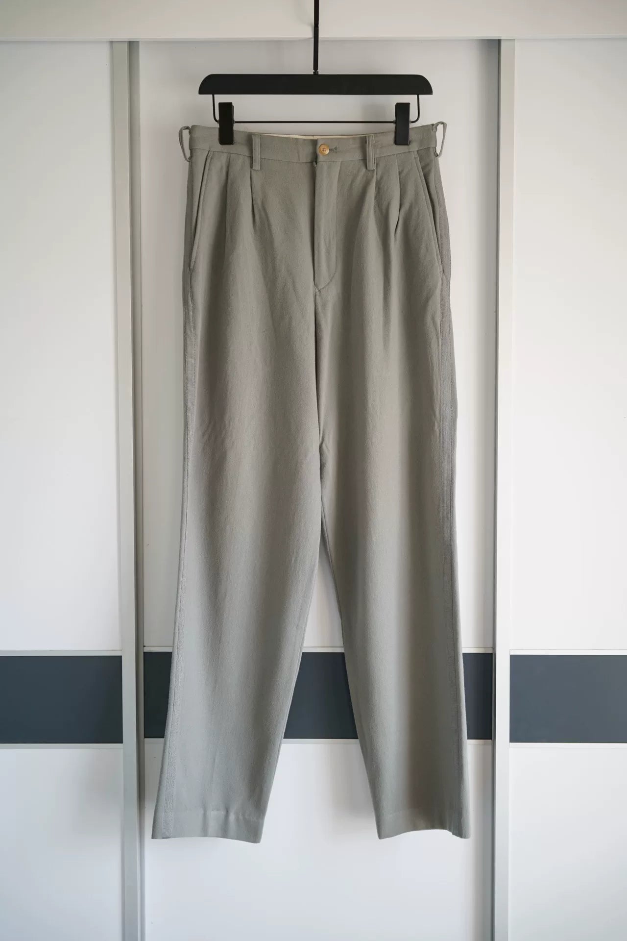 Yohji Yamamoto Gray Side Stripe Wool Pants