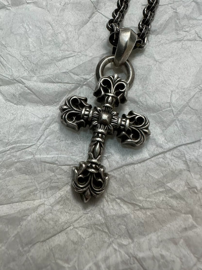 Chrome Hearts Medium Water Drop Flame Cross Paper Chain Necklace