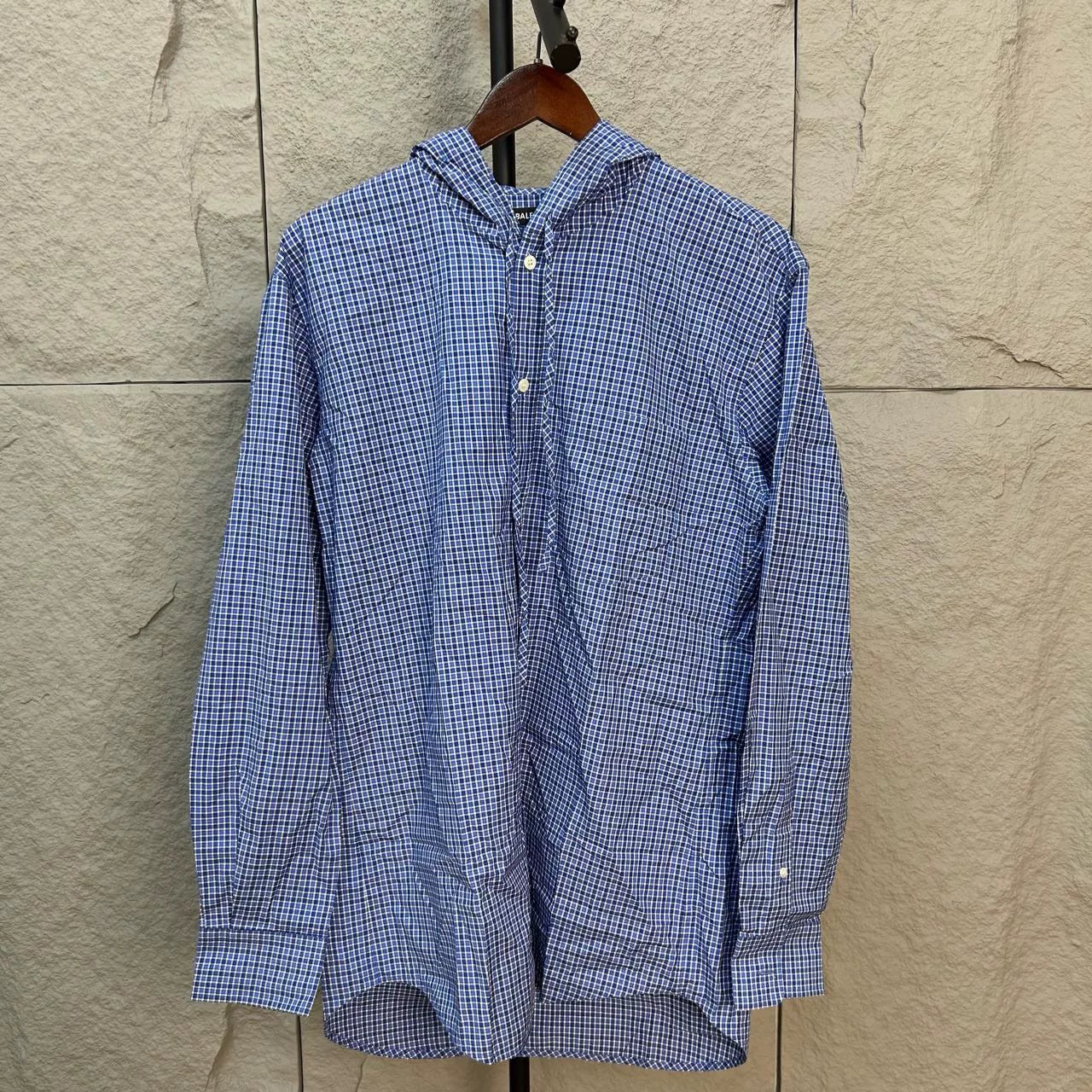 balenciaga blue and white check shirt