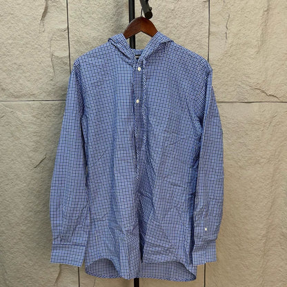 balenciaga blue and white check shirt