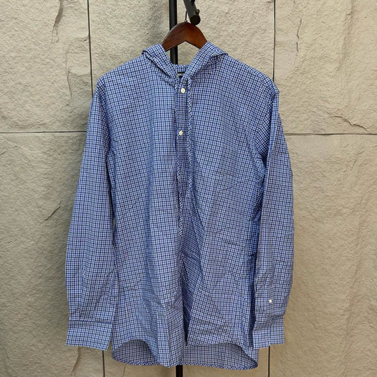 balenciaga blue and white check shirt