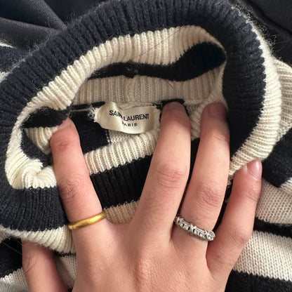 Saint Laurent Black White Striped Turtleneck
