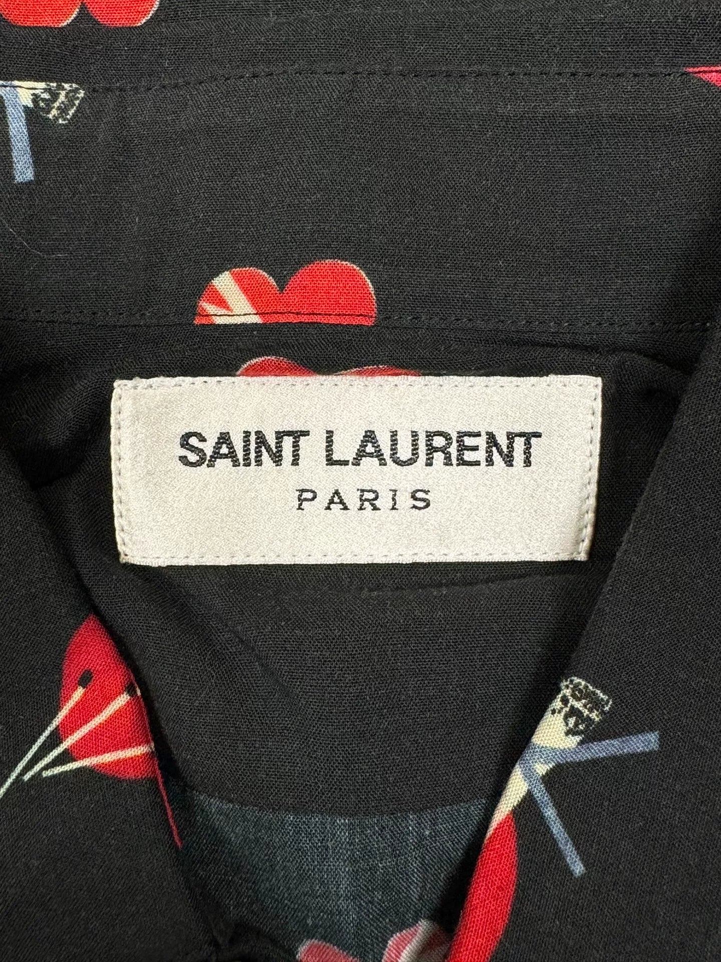 Saint Laurent Heart Print Silk Shirt