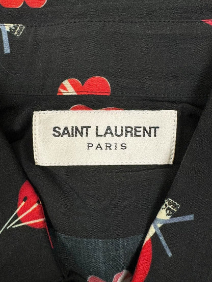 Saint Laurent Heart Print Silk Shirt