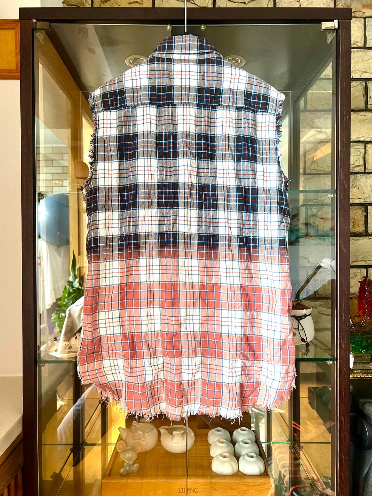 saint laurent gradient frayed edge vest shirt