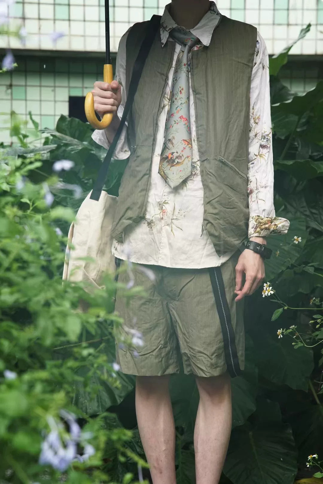 dark pattern wool vest by Paul Harnden