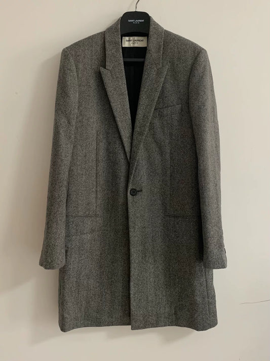 Saint Laurent 17FW Gray Herringbone Coat