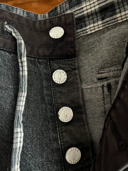 kendo denim wide pants in black