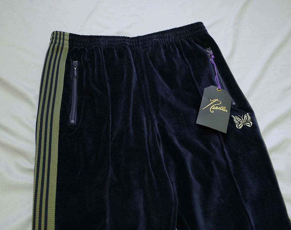 needles narrow track velvet pants with stripes
