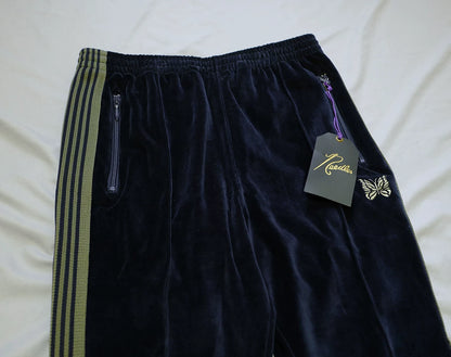 needles narrow track velvet pants with stripes