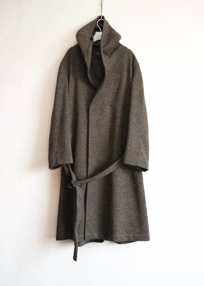yohji yamamoto hooded oversized coat